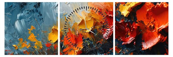 Tablou - Pictură abstractă de flori III. (cu ceas) (90x30 cm)