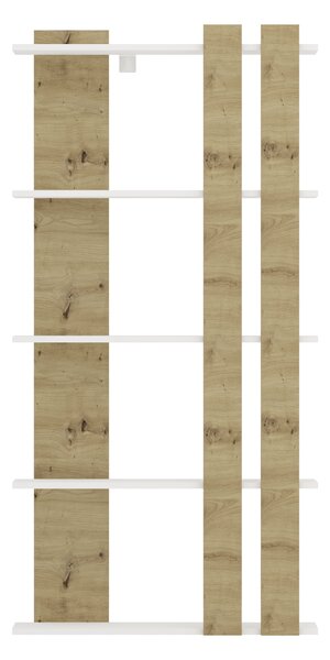 Biblioteca haaus Elmo, 5 Polite, Alb/Stejar Artisan, 80 x 20 x 160 cm