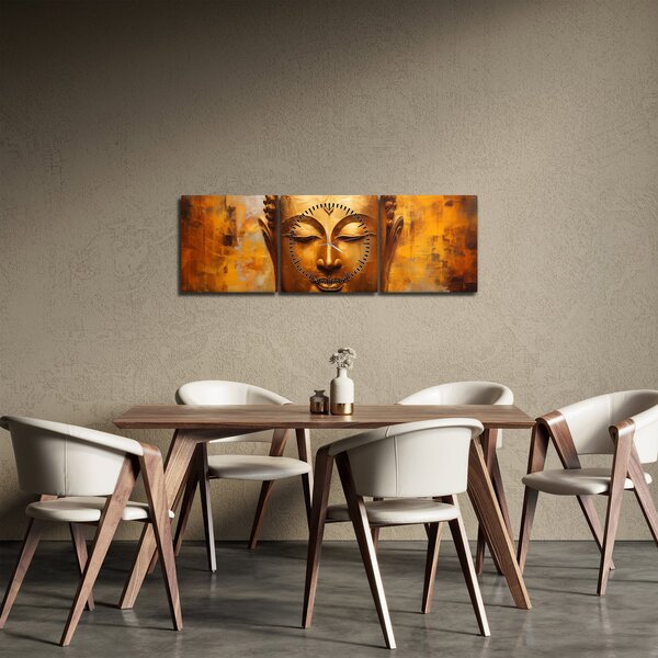 Tablou - Buddha, pictură în ulei (cu ceas) (90x30 cm)
