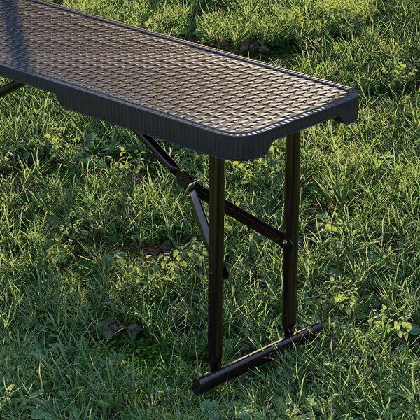 Outsunny Set Masă de Camping Pliabilă cu 2 Scaune și Mânere din HDPE și Metal, 180x74x74 cm, Negru | Aosom Romania