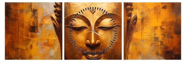 Tablou - Buddha, pictură în ulei (cu ceas) (90x30 cm)