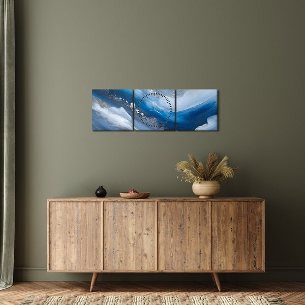 Tablou - Abstractizarea oceanului (cu ceas) (90x30 cm)