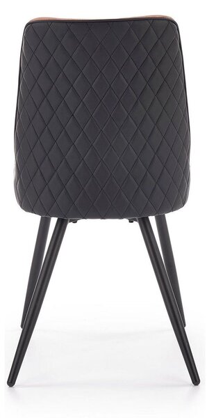 Scaun tapitat K323, maro/negru, piele ecologica/metal, 45x59x88 cm