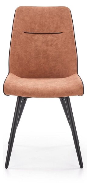 Scaun tapitat K323, maro/negru, piele ecologica/metal, 45x59x88 cm