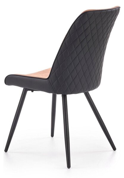 Scaun tapitat K323, maro/negru, piele ecologica/metal, 45x59x88 cm