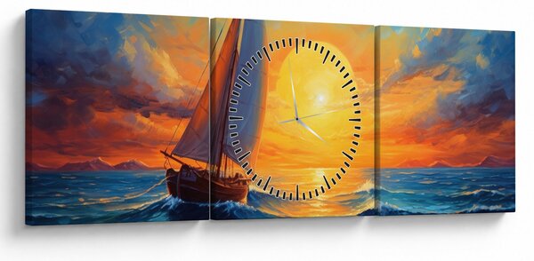 Tablou - Sailboats (cu ceas) (90x30 cm)