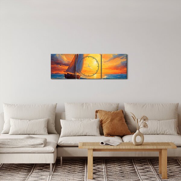 Tablou - Sailboats (cu ceas) (90x30 cm)