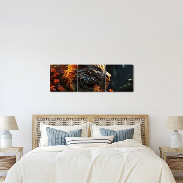 Tablou - Dragon (cu ceas) (90x30 cm)
