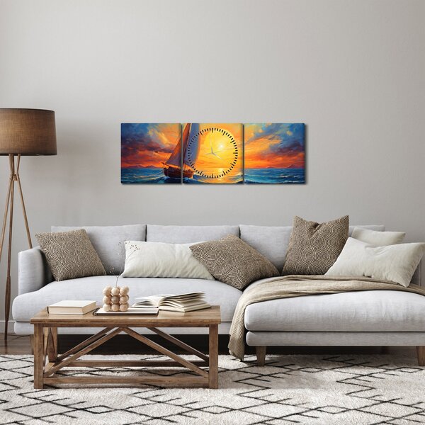 Tablou - Sailboats (cu ceas) (90x30 cm)