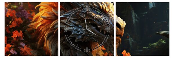 Tablou - Dragon (cu ceas) (90x30 cm)