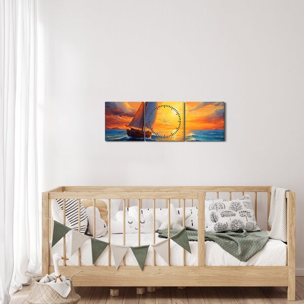 Tablou - Sailboats (cu ceas) (90x30 cm)