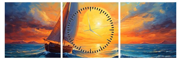 Tablou - Sailboats (cu ceas) (90x30 cm)