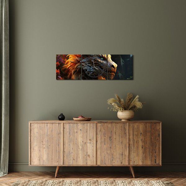Tablou - Dragon (cu ceas) (90x30 cm)