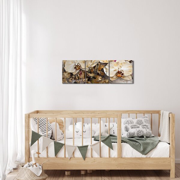 Tablou - Orhidee (cu ceas) (90x30 cm)