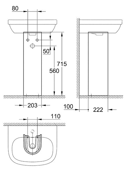 Grohe Euro Ceramic piedestal lavoar alb 39202000