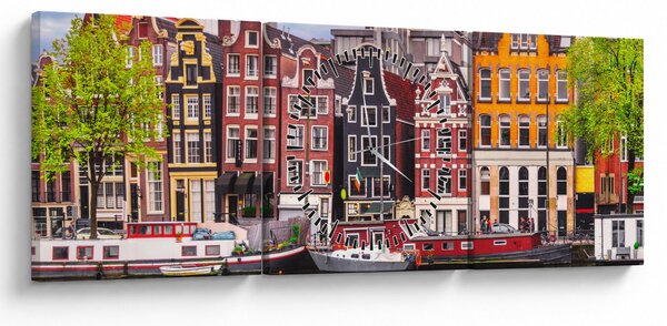 Tablou - Amsterdam, case de dans (cu ceas) (90x30 cm)
