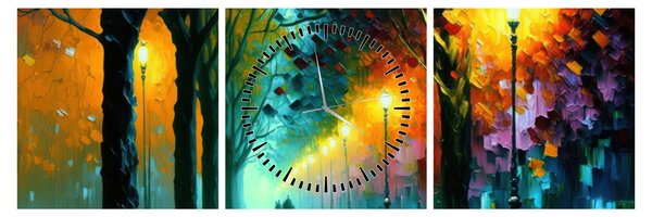 Tablou - Plimbare de noapte (cu ceas) (90x30 cm)