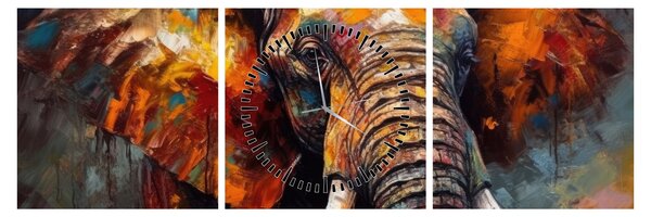 Tablou - Pictura unui elefant (cu ceas) (90x30 cm)