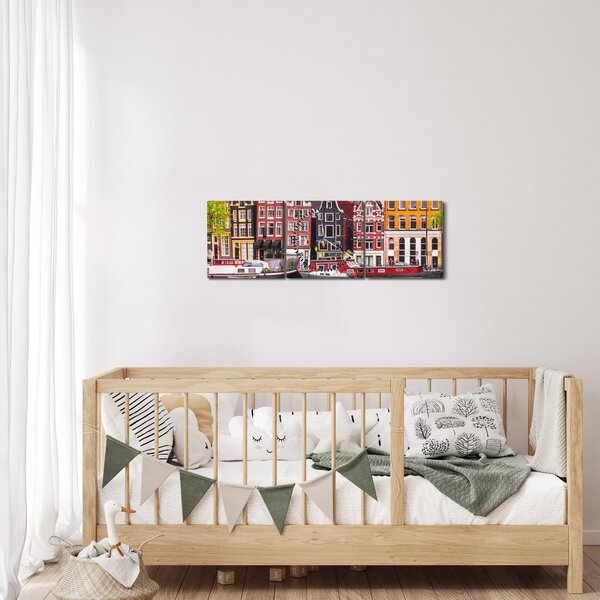 Tablou - Amsterdam, case de dans (cu ceas) (90x30 cm)