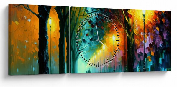 Tablou - Plimbare de noapte (cu ceas) (90x30 cm)