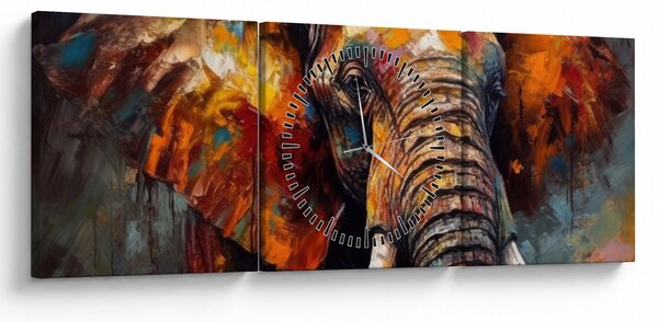 Tablou - Pictura unui elefant (cu ceas) (90x30 cm)