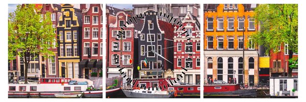 Tablou - Amsterdam, case de dans (cu ceas) (90x30 cm)
