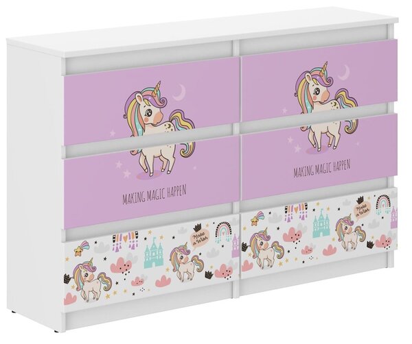 Comodă pentru copii cu unicorn roz 77x30x120 cm