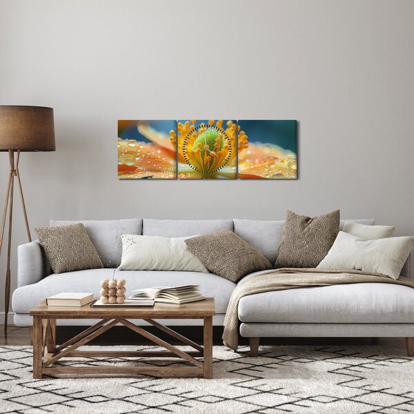 Tablou - Detaliu de floare (cu ceas) (90x30 cm)