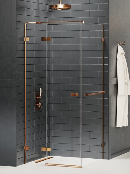 New Trendy Avexa Copper Brushed cabină de duș 100x100 cm pătrat cupru periat/sticlă transparentă EXK-3620