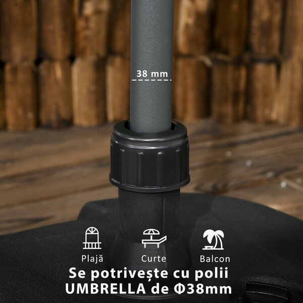 Outsunny Suport Umbrelă de Grădină cu Bază de Umplere Apă/Nisip HDPE Rezistent la Intemperii 46x45x26cm Negru | Aosom Romania