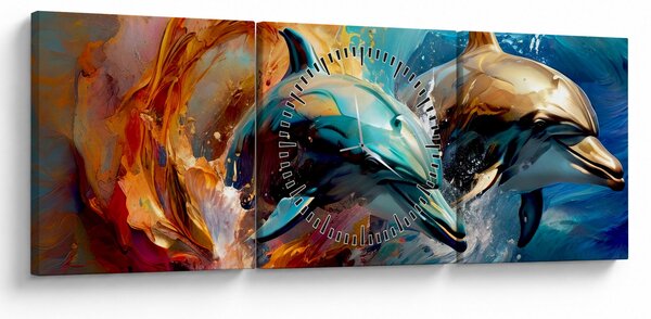 Tablou - Pictură de delfin (cu ceas) (90x30 cm)