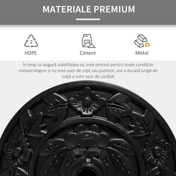 Outsunny Bază pentru Umbrelă de Soare, Bază Semiluna, 50x32x32cm, Beton, Negru | Aosom Romania