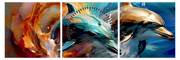 Tablou - Pictură de delfin (cu ceas) (90x30 cm)