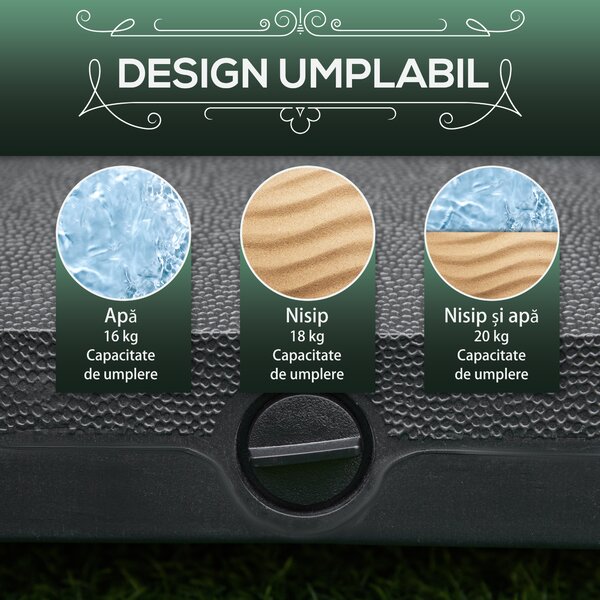 Outsunny Bază Mobilă pentru Umbrele de Soare, HDPE Portabil, Compatibilă cu Stâlpi Ø38-48mm, 45x45x39cm, Negru | Aosom Romania