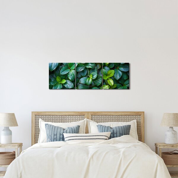 Tablou - Plante verzi (cu ceas) (90x30 cm)