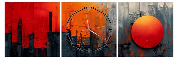 Tablou - Pictura abstractă a orașului (cu ceas) (90x30 cm)