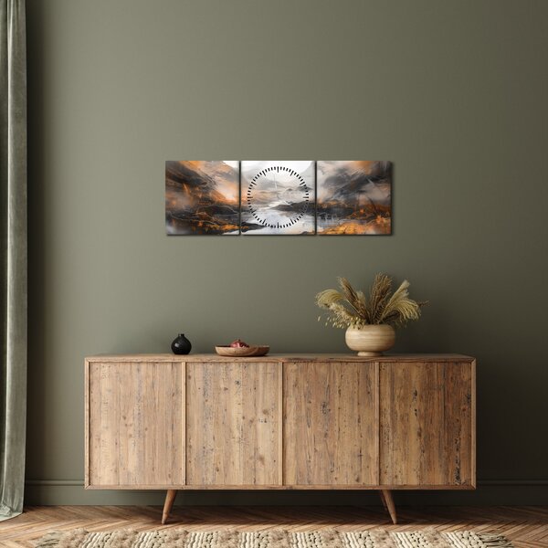 Tablou - Pictura peisajelor montane (cu ceas) (90x30 cm)