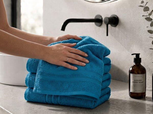Prosop de maini Classic 50 x 100 cm cian, 100% bumbac
