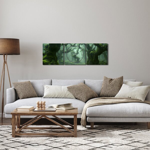 Tablou - O pădure acoperită de mușchi (cu ceas) (90x30 cm)