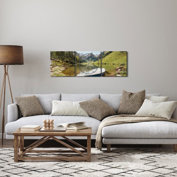 Tablou - Seealpsee, lac din Elveția (cu ceas) (90x30 cm)