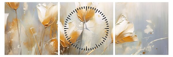 Tablou - Pictura de lalele (cu ceas) (90x30 cm)