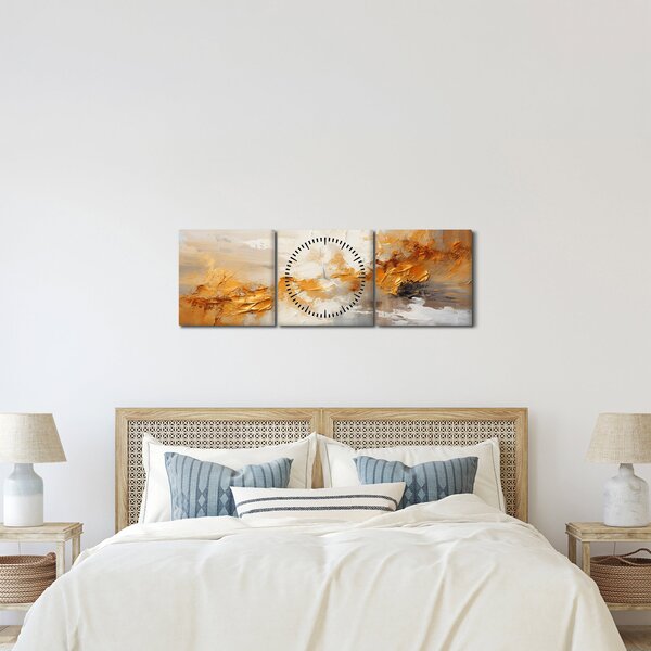 Tablou - Textura aurie (cu ceas) (90x30 cm)
