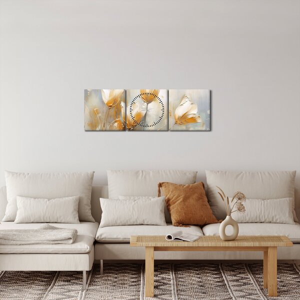 Tablou - Pictura de lalele (cu ceas) (90x30 cm)
