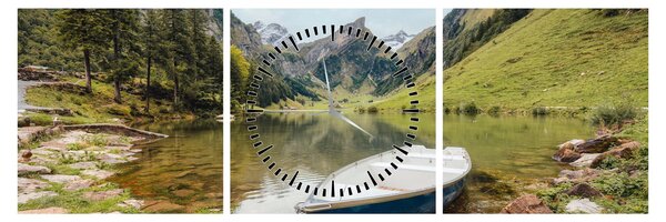 Tablou - Seealpsee, lac din Elveția (cu ceas) (90x30 cm)