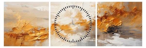 Tablou - Textura aurie (cu ceas) (90x30 cm)