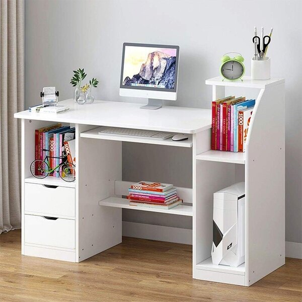 Birou cu rafturi, FUR-1605-White, 120 x 50 x 92 cm, alb