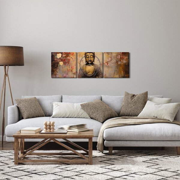 Tablou - Buddha, pictură (cu ceas) (90x30 cm)