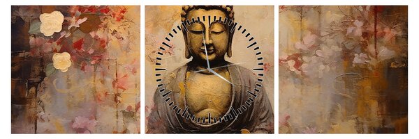 Tablou - Buddha, pictură (cu ceas) (90x30 cm)