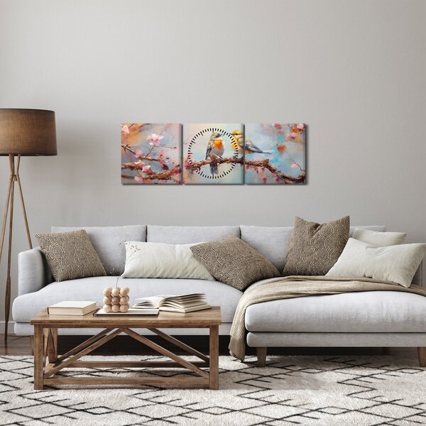 Tablou - Porumbeii (cu ceas) (90x30 cm)