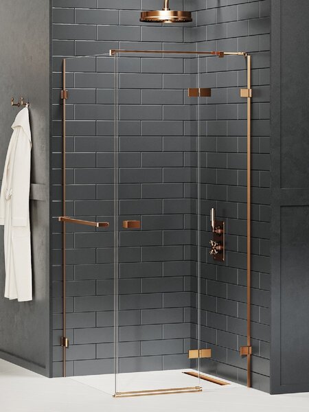 New Trendy Avexa Copper Brushed cabină de duș 90x90 cm pătrat cupru periat/sticlă transparentă EXK-3643